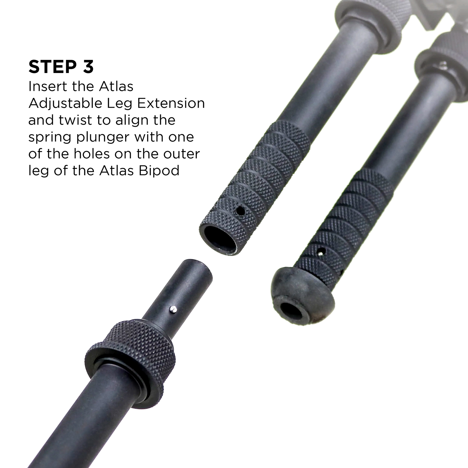 BT85 Atlas Adjustable Leg Extensions A.L.E. B&T Accu-Shot Pair for Atlas Bipods