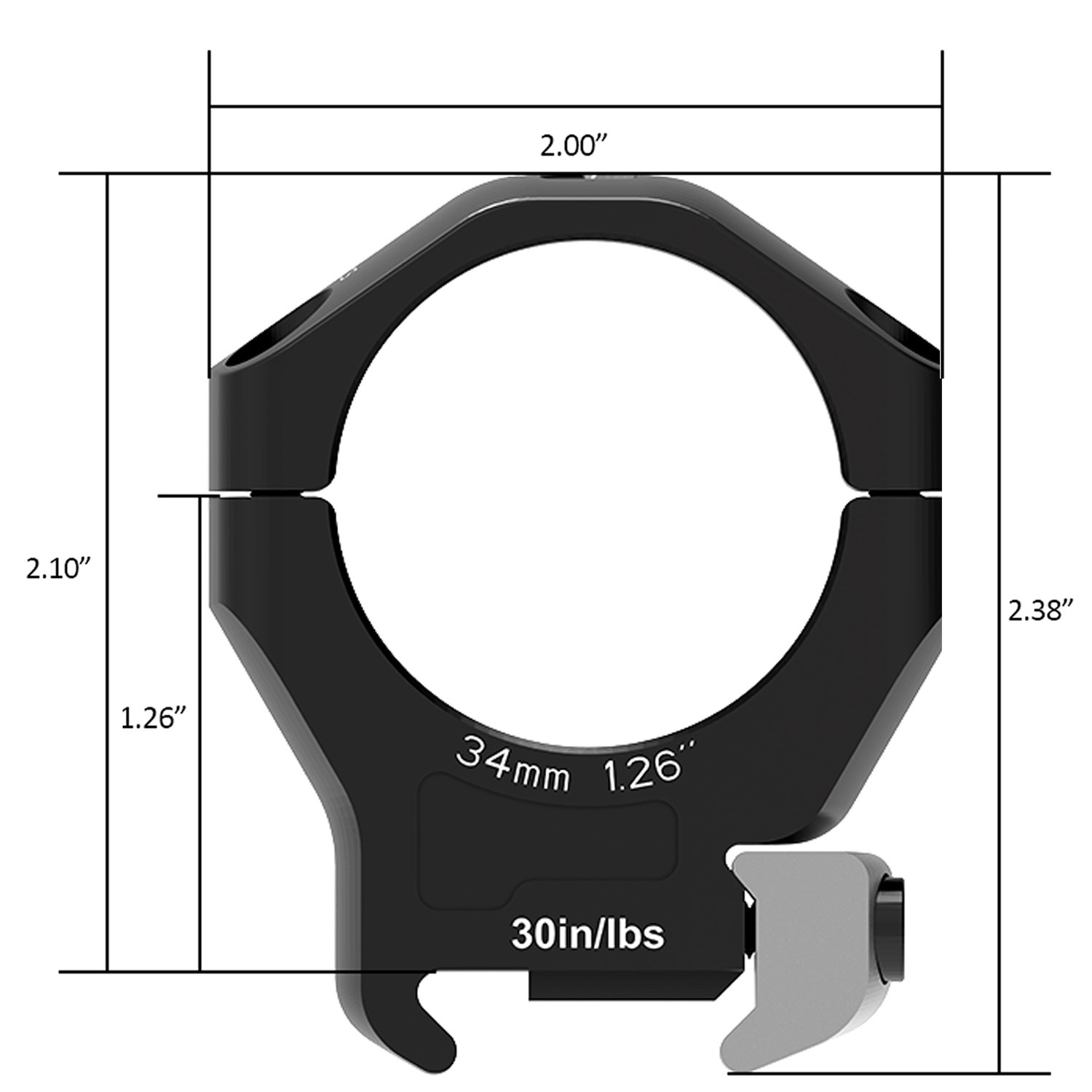 Arken Optics 34mm HALO Titanium Scope Rings - Medium Height - 1.26" (image for) Arken Optics 34mm HALO Titanium Scope Rings - Medium Height - 1.26"