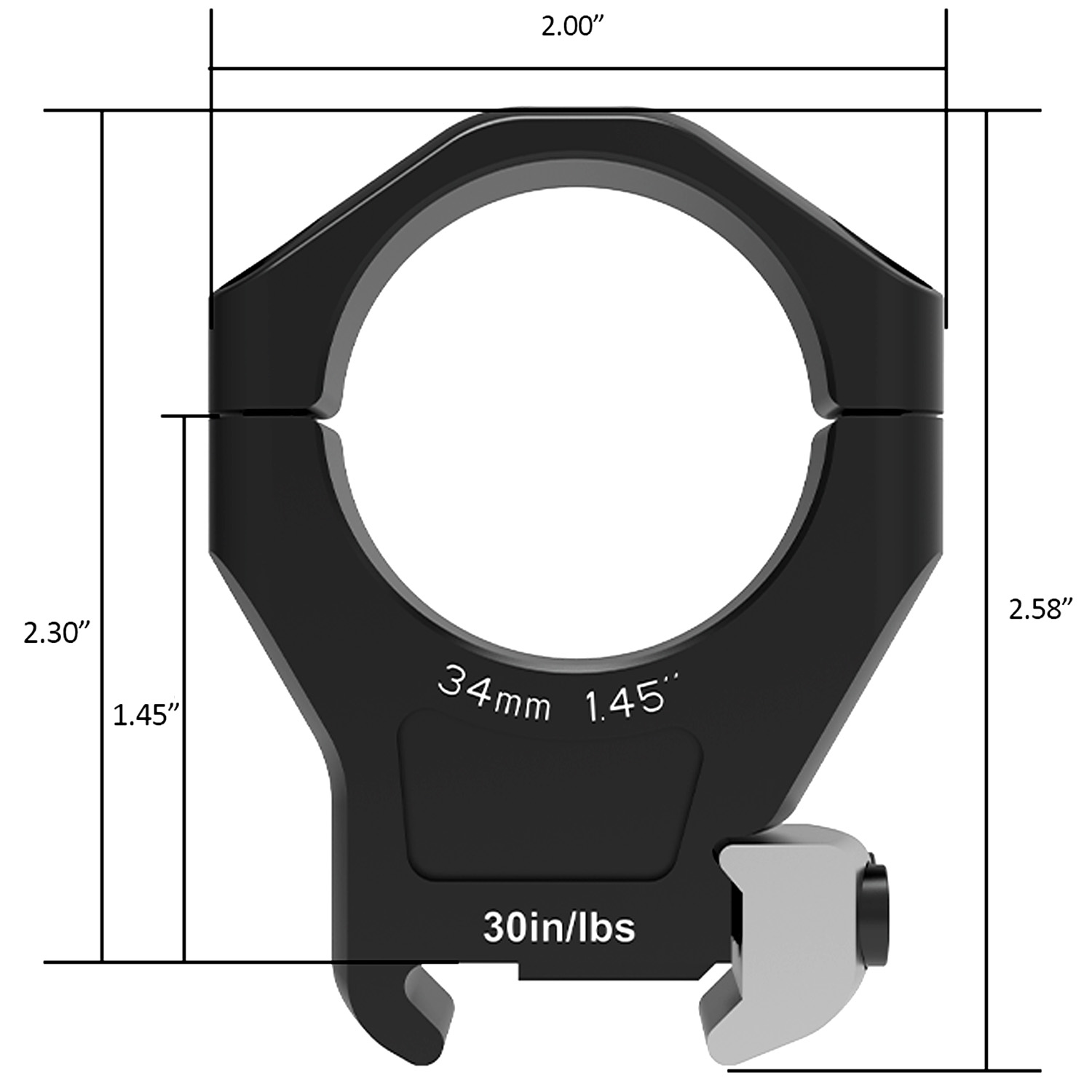 (image for) Arken Optics 34mm HALO Titanium Scope Rings - High Height - 1.45"